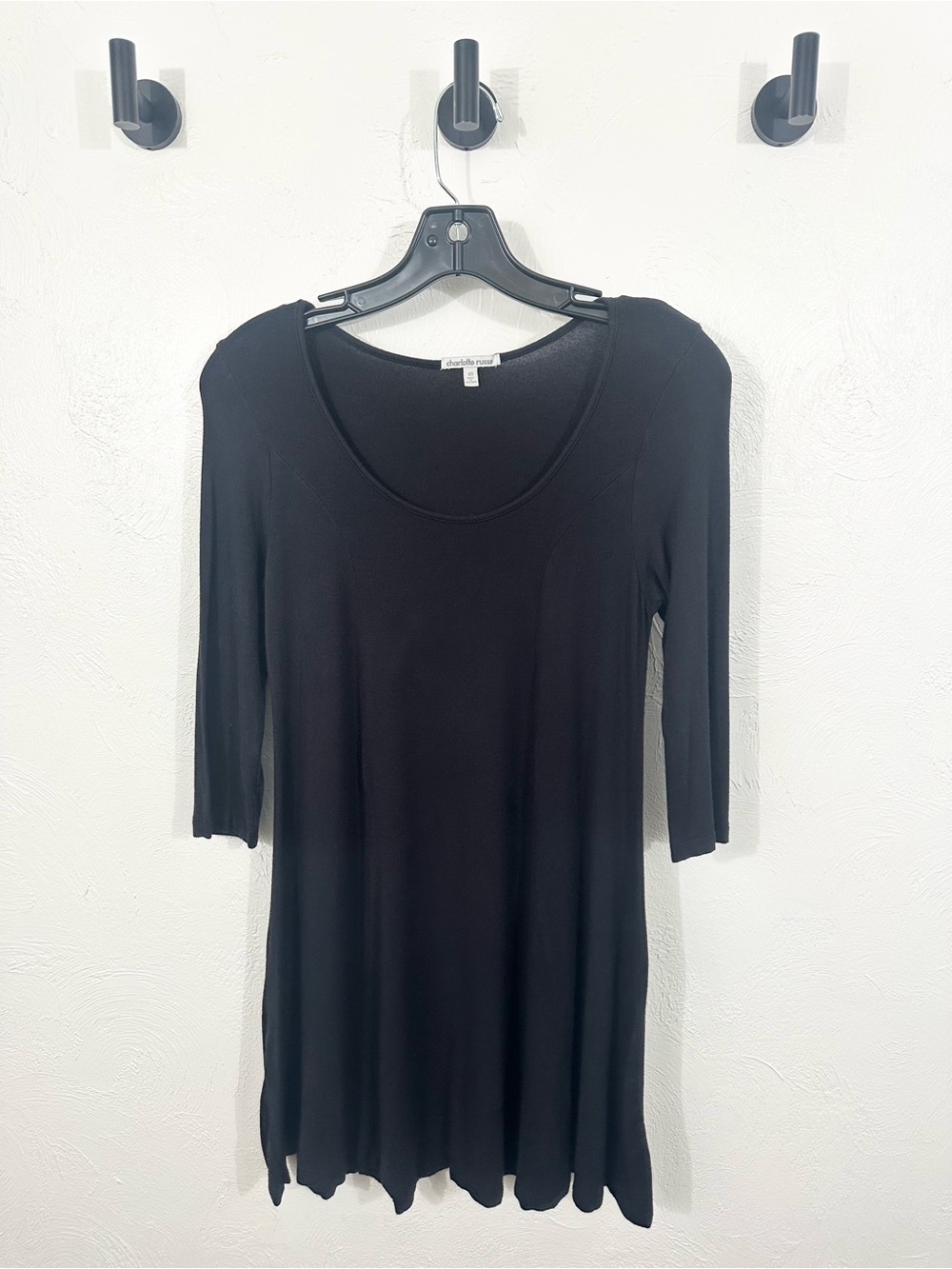 Charlotte Russe Black Long Sleeve Scoop Neck Dress